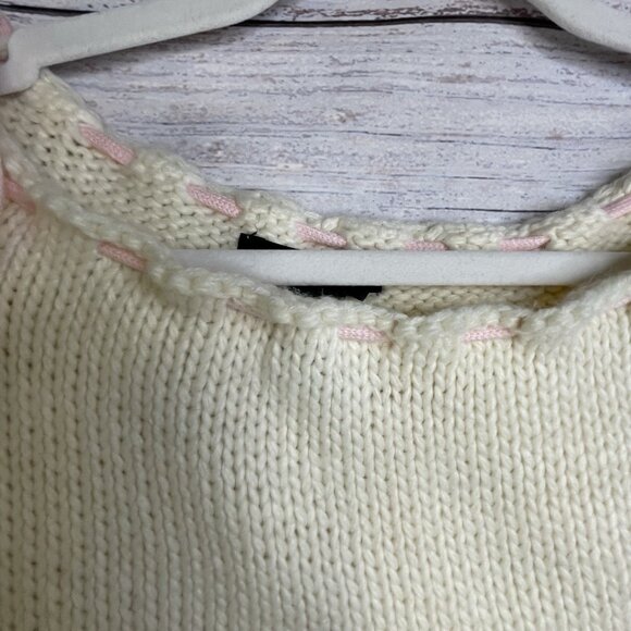 Forever‎ 21 Cream Knit Sweater Size M Bows Long Sleeve Fairy Coquette Whimsical - Picture 11 of 16